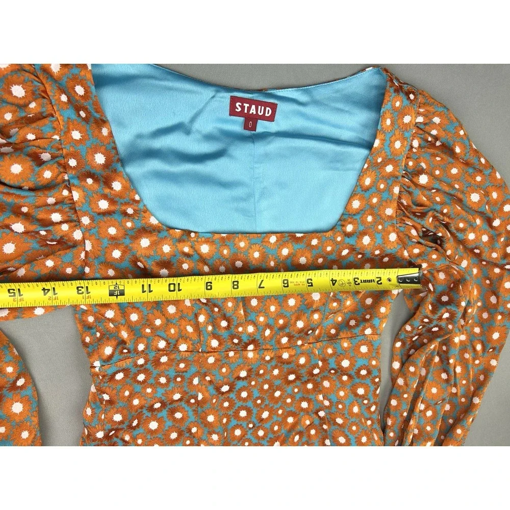 Staud Women's‎ 0 Puff Sleeve Floral Blouse Retro Whimsical Top